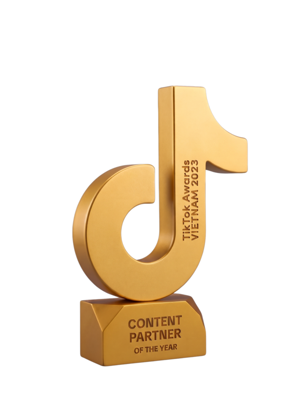 TikTok Awards 2023 Content Partner of the Year trophy